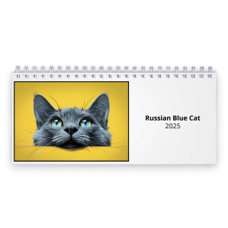 Russian Blue Cat 2025 Desk Calendar