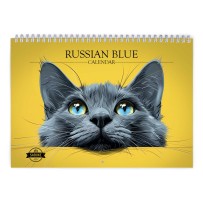 Russian Blue Cat 2025 Wall Calendar