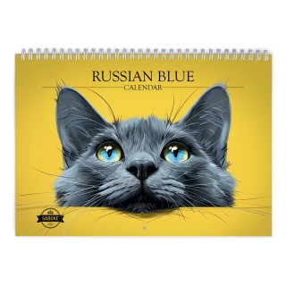 Russian Blue Cat 2025 Wall Calendar