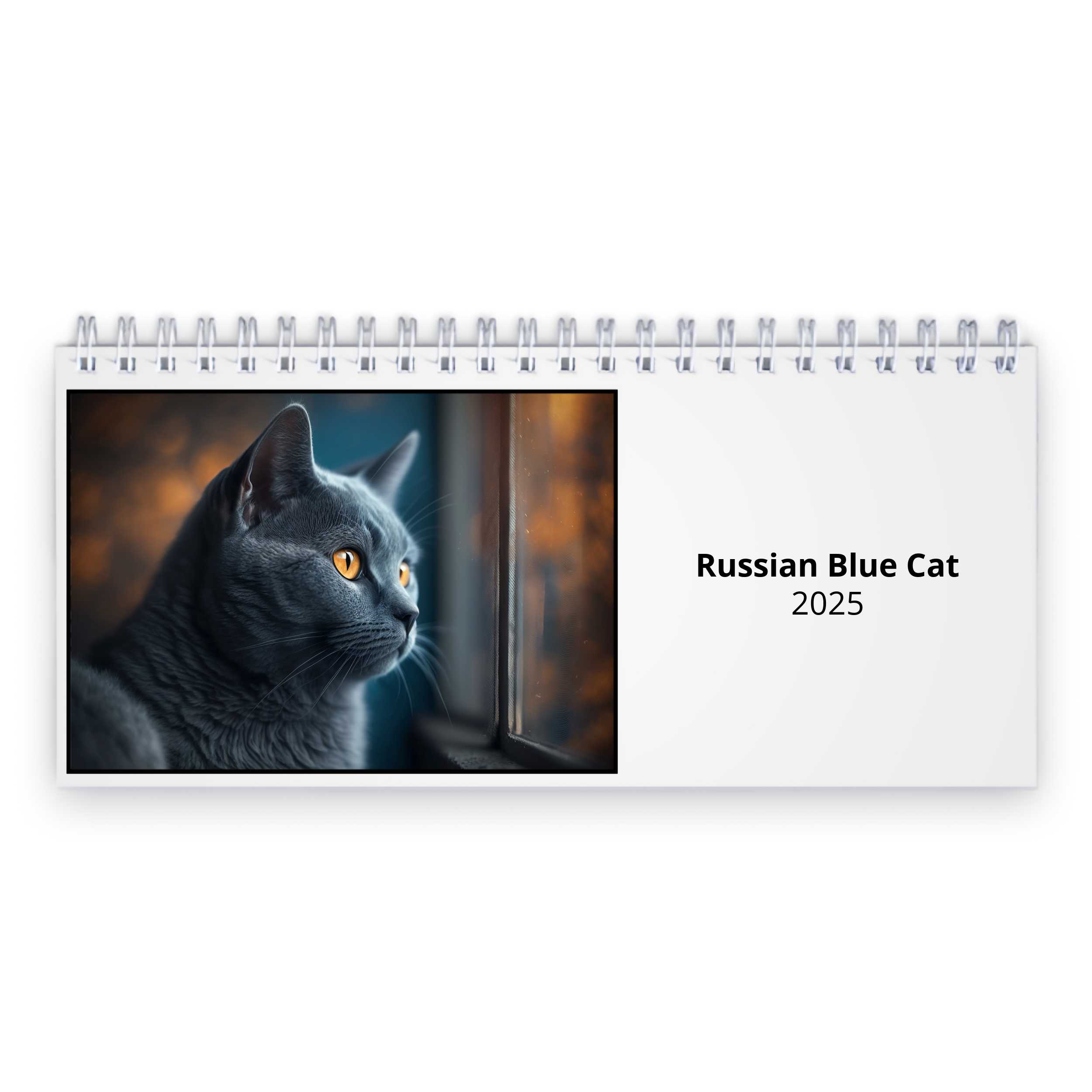 Russian Blue Cat 2025 Desk Calendar