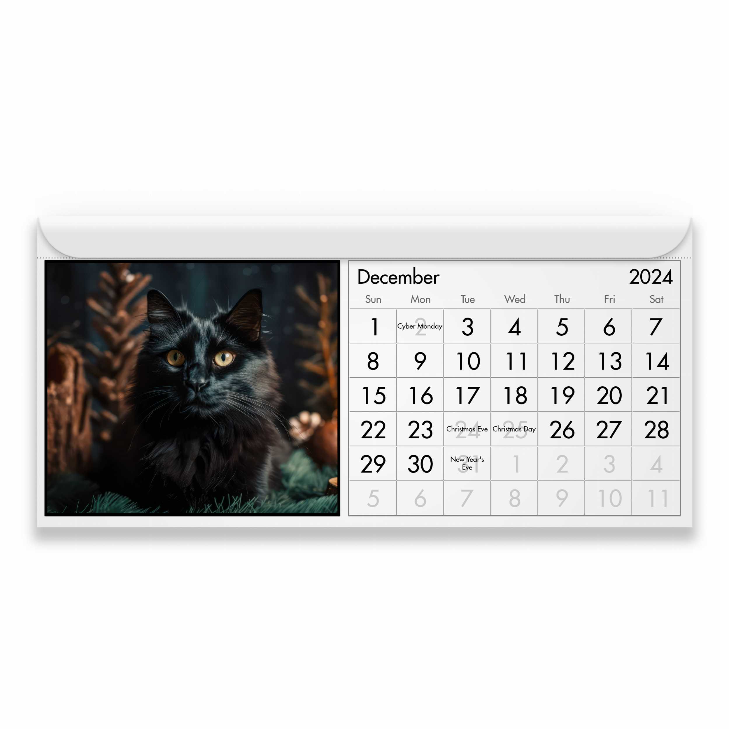 2024 Black Cat and Moon Lunar Magnetic Calendar
