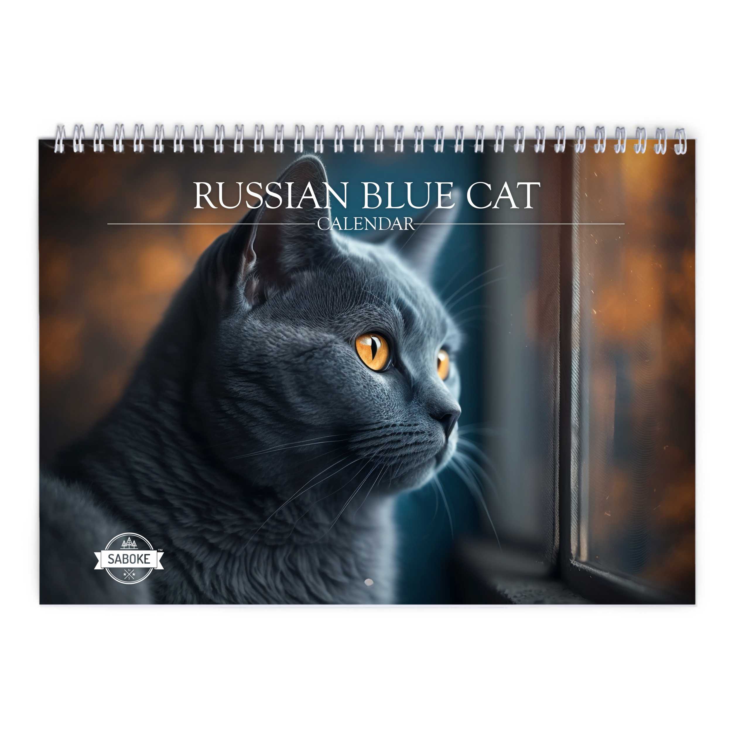 Russian Blue Cat 2025 Wall Calendar   W24086 Cover 